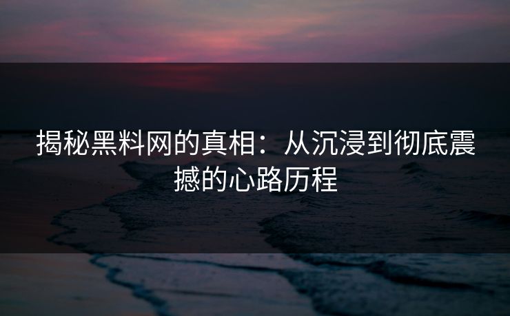 揭秘黑料网的真相：从沉浸到彻底震撼的心路历程