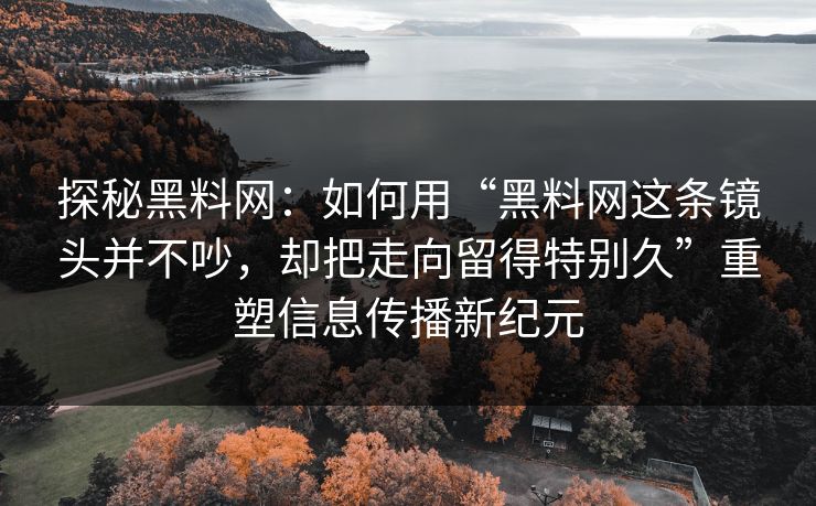 探秘黑料网:如何用“黑料网这条镜头并不吵,却把走向留得特别久”重塑信息传播新纪元 探秘黑料网:如何用“黑料网这条镜头并不吵,却把走向留得特别久”重塑信息传播新纪元