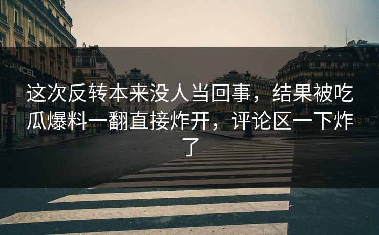 这次反转本来没人当回事，结果被吃瓜爆料一翻直接炸开，评论区一下炸了