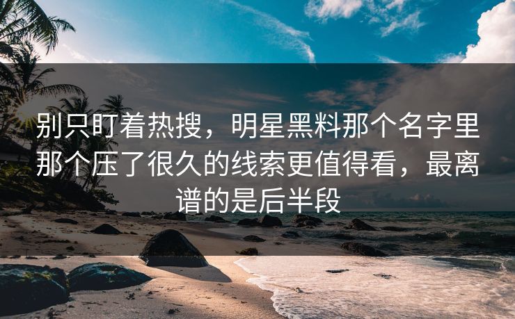 别只盯着热搜，明星黑料那个名字里那个压了很久的线索更值得看，最离谱的是后半段