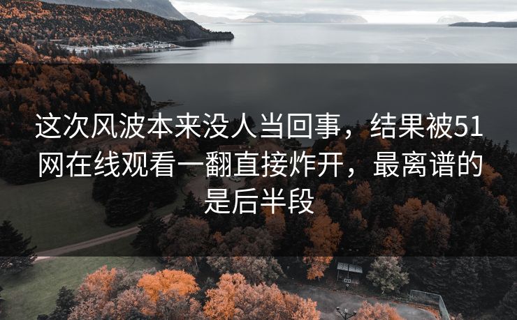 这次风波本来没人当回事，结果被51网在线观看一翻直接炸开，最离谱的是后半段